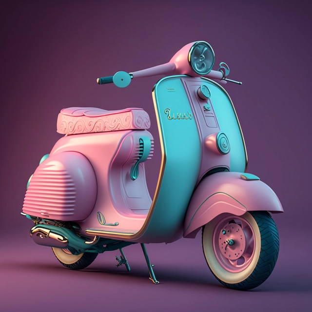 1980s luxury Vespa scooter, Cotton Candy Pink-趣窝